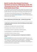 North Carolina Real Estate Final Exam Questions & Answers 2026 Study Guide &vert; NC Licensing Practice Test&comma; Verified Solutions & Real Estate Exam Prep