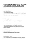 NURSING 234 FINAL EXAM REVIEW QUESTIONS AND ANSWERS VERIFIED LATEST UPDATE