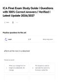 ICA Final Exam Study Guide &vert; Questions&NewLine;with 100&percnt; Correct Answers &vert; Verified &vert;&NewLine;Latest Update 2026&sol;2027