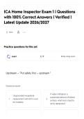 ICA Home Inspector Exam 1 &vert; Questions&NewLine;with 100&percnt; Correct Answers &vert; Verified &vert;&NewLine;Latest Update 2026&sol;2027