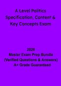 A-Level Politics Specification&comma; Content & Key Concepts Exam &vert; Revision Guide 2026