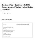 ICA School Test &vert; Questions with 100&percnt;&NewLine;Correct Answers &vert; Verified &vert; Latest Update&NewLine;2026&sol;2027