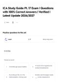 ICA Study Guide Pt&period; 17 Exam &vert; Questions&NewLine;with 100&percnt; Correct Answers &vert; Verified &vert;&NewLine;Latest Update 2026&sol;2027