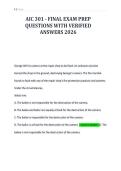 AIC 301 - FINAL EXAM PREP&NewLine;QUESTIONS WITH VERIFIED&NewLine;ANSWERS 2026