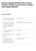 EpicCare Inpatient &lpar;INP402&rpar; ClinDoc JT Exam &vert;&NewLine;Questions with 100&percnt; Correct Answers &vert; Verified &vert;&NewLine;Latest Update 2026&sol;2027