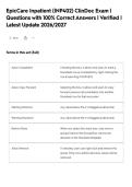 EpicCare Inpatient &lpar;INP402&rpar; ClinDoc Exam &vert;&NewLine;Questions with 100&percnt; Correct Answers &vert; Verified &vert;&NewLine;Latest Update 2026&sol;2027