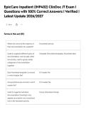 EpicCare Inpatient &lpar;INP402&rpar; ClinDoc JT Exam &vert;&NewLine;Questions with 100&percnt; Correct Answers &vert; Verified &vert;&NewLine;Latest Update 2026&sol;2027