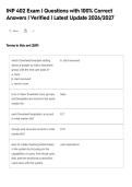INP 402 Exam &vert; Questions with 100&percnt; Correct&NewLine;Answers &vert; Verified &vert; Latest Update 2026&sol;2027