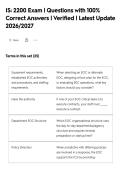 IS&colon; 2200 Exam &vert; Questions with 100&percnt;&NewLine;Correct Answers &vert; Verified &vert; Latest Update&NewLine;2026&sol;2027
