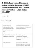 IS-0200&period;c Basic Incident Command&NewLine;System for Initial Response&comma; ICS 200&NewLine;Exam &vert; Questions with 100&percnt; Correct&NewLine;Answers &vert; Verified &vert; Latest Update&NewLine;2026&sol;2027