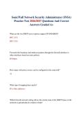 SonicWall Network Security Administrator &lpar;SNSA&rpar; Practice Test 2026&sol;2027 Questions And Correct Answers Graded A&plus;&NewLine;&NewLine;