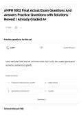 ANPH 1002 Final Actual Exam Questions And Answers Practice Questions with Solutions Newest &vert; Already Graded A&plus;
