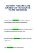 ACCOUNTING PEREGRINE EXAM&vert;&vert;&NewLine;COMPLETE TEST QUESTIONS WITH&NewLine;VERIFIED ANSWERS 2026