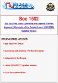 Soc 1502 Unit 3 Quiz Questions and Answers &lpar;Verified Answers&rpar; &vert; University of the People &vert; Latest &lpar;2026&sol;2027&rpar; Updated Version