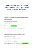 IAEM CEM&sol;AEM PRACTICE EXAM&NewLine;2026&vert;COMPLETE TEST QUESTIONS&NewLine;WITH VERIFIED SOLUTIONS&NewLine;