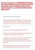 Safe Sport Training Unit 1 COMPREHENSIVE TEST BANK FINAL EXAM NEWEST EXAM 