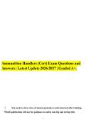 Ammunition Handlers &lpar;Cert&rpar; Exam Questions and&NewLine;Answers &vert; Latest Update 2026&sol;2027 &vert; Graded A&plus;&period;