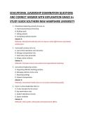 EDUCATIONAL LEADERSHIP EXAMINATION QUESTIONS &NewLine;AND CORRECT ANSWER WITH EXPLANATION GRAED A&plus; &NewLine;STUDY GUIDE