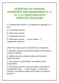 Nursing Leadership & Management Ch 8-11 &ndash; Exam Q&A &lpar;Complete Solutions&rpar;&NewLine;&NewLine;