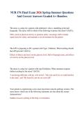 NUR 176 Final Exam 2026 Spring-Summer Questions And Correct Answers Graded A&plus; Hondros
