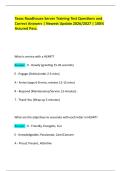 Texas Roadhouse Server Training Test Questions and&NewLine;Correct Answers &vert; Newest Update 2026&sol;2027 &vert; 100&percnt;&NewLine;Assured Pass&period; 