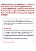 UNE Biochemistry TEST BANK FINAL EXAM 2026 &vert;&vert; &NewLine;Most Recent Exam Actual Complete Real Exam &NewLine;Questions And Correct Answers &lpar;Verified Answers&rpar; &NewLine;Already Graded A&plus; &vert; Guaranteed Success&excl;&excl; Newest &NewLine;Exam &vert; Just Released&excl;&excl; University of New England &NewLine;MB