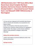 UNE Biochemistry Unit 1 TEST Exam 2026 &vert;&vert; Most &NewLine;Recent Exam Actual Complete Real Exam &NewLine;Questions And Correct Answers &lpar;Verified Answers&rpar; &NewLine;Already Graded A&plus; &vert; Guaranteed Success&excl;&excl; Newest &NewLine;Exam &vert; Just Released&excl;&excl; CHEM 1050University of &NewLine;New Engla