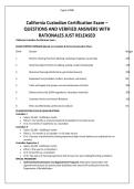 California Custodian Certification Exam &ndash;QUESTIONS AND VERIFIED ANSWERS WITH RATIONALES JUST RELEASED&period;pdf&NewLine;&NewLine;