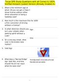 Texas DPS Study Questions with all Correct & 100&percnt; Verified Answers &vert;Latest Version &vert;Already Graded A&plus;