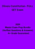 Illinois Constitution &ndash; FULL SET Exam&colon; Complete Study Guide&comma; Questions & Answers &lpar;PDF&rpar;