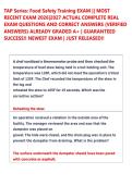 TAP Series&colon; Food Safety Training EXAM 