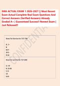 SWA ACTUAL EXAM 1 2026-2027 &vert;&vert; Most Recent &NewLine;Exam Actual Complete Real Exam Questions And &NewLine;Correct Answers &lpar;Verified Answers&rpar; Already &NewLine;Graded A&plus; &vert; Guaranteed Success&excl;&excl; Newest Exam &vert; &NewLine;Just Released&excl;&excl; 
