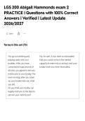 LGS 200 Abigail Hammonds exam 2&NewLine;PRACTICE &vert; Questions with 100&percnt; Correct&NewLine;Answers &vert; Verified &vert; Latest Update&NewLine;2026&sol;2027&NewLine;