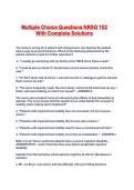 Multiple Choice Questions NRSG 102 With Complete Solutions