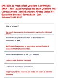 SARTECH III Practice Test Questions v&period;2 PRACTICE &NewLine;EXAM &vert;&vert; Most  Actual Complete Real Exam Questions And &NewLine;Correct Answers &lpar;Verified Answers&rpar; Already Graded A&plus; &vert; &NewLine;Guaranteed Success&excl;&excl; Newest Exam &vert; Just &NewLine;Released&excl;&excl;2026-2027 