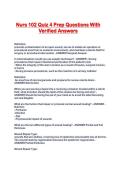 Nurs 102 Quiz 4 Prep Questions With Verified Answers