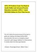 APEA 3P Predictor Exam Test Bank by &NewLine;Amelie Hollier and Advanced Practice &NewLine;Education Associates &lpar;APEA&rpar; - Latest &NewLine;2025&sol;2026 Edition for First-Time Success