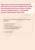 Rope rescue awareness and operations Exam &vert;&vert; &NewLine;Most Recent Exam Actual Complete Real Verified &NewLine;Exam Questions And Correct Answers &lpar;Verified &NewLine;Answers&rpar; Already Graded A&plus; &vert; Guaranteed &NewLine;Success&excl;&excl; Newest Exam&excl;&excl;&excl; 2026-2027  