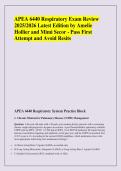 APEA 6440 Respiratory Exam Review &NewLine;2025&sol;2026 Latest Edition by Amelie &NewLine;Hollier and Mimi Secor - Pass First &NewLine;Attempt and Avoid Resits