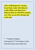 APEA 6440 Respiratory Nursing &NewLine;Exam Study Guide&colon; 4th Edition by &NewLine;Amelie Hollier and Mimi Secor &vert; &NewLine;Released lately for 2025&sol;2026 academic &NewLine;year &vert; Pass on your first attempt and &NewLine;avoid resits