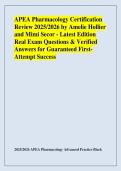 APEA Pharmacology Certification &NewLine;Review 2025&sol;2026 by Amelie Hollier &NewLine;and Mimi Secor - Latest Edition &NewLine;Real Exam Questions & Verified &NewLine;Answers for Guaranteed FirstAttempt Success