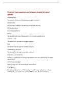 Physics 2 Exam questions and answers Graded A&plus; latest&NewLine;update&NewLine;A&rpar; electric flux&NewLine;The amount of electric field passing through a surface is&NewLine;A&rpar; Symmetric&NewLine;Gauss's law is useful for calculating electric fields that are&NewLine;D&rpar; Closed surfaces&NewLine;Gauss