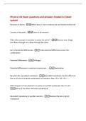 Physics 102 Exam questions and answers Graded A&plus; latest&NewLine;update&NewLine;Resistors in Series -When two or more resistors are connected end-to-end&NewLine;Current in Resistors -Same in all resistors&NewLine;Why is the current in resistors in series the same&quest; -Because any charge