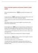Physics 102 Exam questions and answers Graded A&plus; latest&NewLine;update&NewLine;What are the fundamental forces -strong&comma; weak&comma; electromagnetic&comma; and&NewLine;gravity&NewLine;Strong nuclear force --a powerful force of attraction that acts only on the&NewLine;neutrons and protons in the nucleus