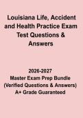 Louisiana Life&comma; Accident and Health Insurance Practice Exam PDF &ndash; Comprehensive Test Questions and Answers Study Guide 2026&ndash;2027