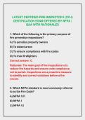 2026-2027 LATEST CERTIFIED FIRE INSPECTOR I &lpar;CFI‑I&rpar;&NewLine;CERTIFICATION EXAM OFFERED BY NFPA &vert;&NewLine;Q&A WITH RATIONALES