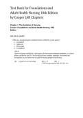 Test Bank for Foundations and Adult Health Nursing&comma; 10th Edition by Cooper &vert; Complete Chapters Questions and Answers Study Guide for Nursing Exam Preparation