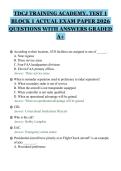 TDCJ TRAINING ACADEMY&comma; TEST 1&NewLine;BLOCK 1 ACTUAL EXAM PAPER 2026&NewLine;QUESTIONS WITH ANSWERS GRADED&NewLine;A&plus;