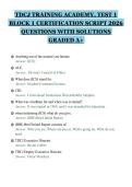 TDCJ TRAINING ACADEMY&comma; TEST 1&NewLine;BLOCK 1 CERTIFICATION SCRIPT 2026&NewLine;QUESTIONS WITH SOLUTIONS&NewLine;GRADED A&plus;