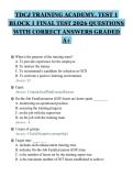 TDCJ TRAINING ACADEMY&comma; TEST 1&NewLine;BLOCK 1 FINAL TEST 2026 QUESTIONS&NewLine;WITH CORRECT ANSWERS GRADED&NewLine;A&plus;